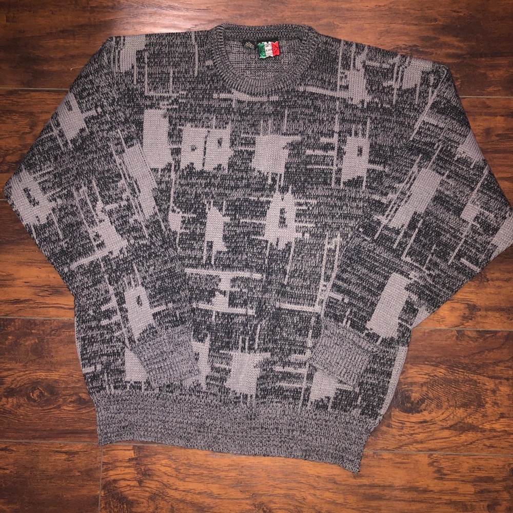 VINTAGE black and grey COLORE Italian sweater SZ LARGE